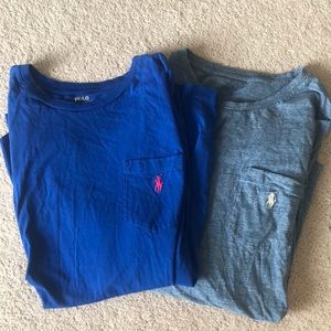 Long sleeve blue pocket polo tees